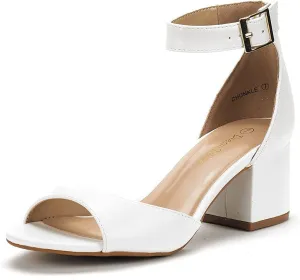 DREAM PAIRS Womens Chunkle Low Heel Pump Ankle Strap Dress Sandal