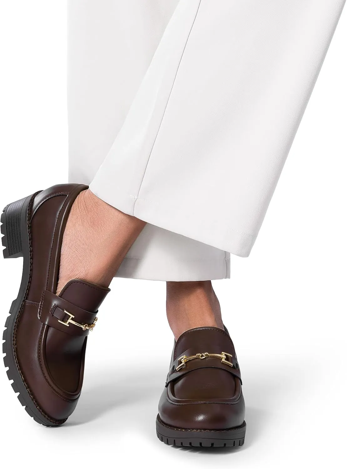 DREAM PAIRS Women's Chunky Loafers, Platform Comfortable Slip-On Dressy Business Casual Shoes