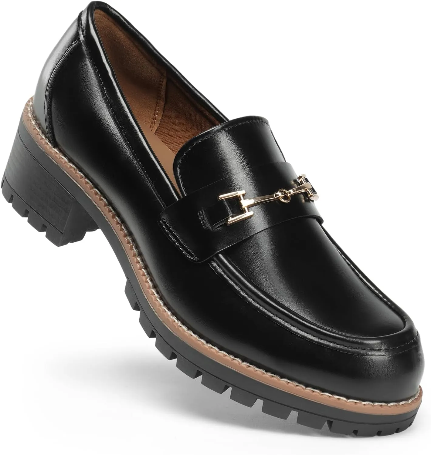 DREAM PAIRS Women's Chunky Loafers, Platform Comfortable Slip-On Dressy Business Casual Shoes
