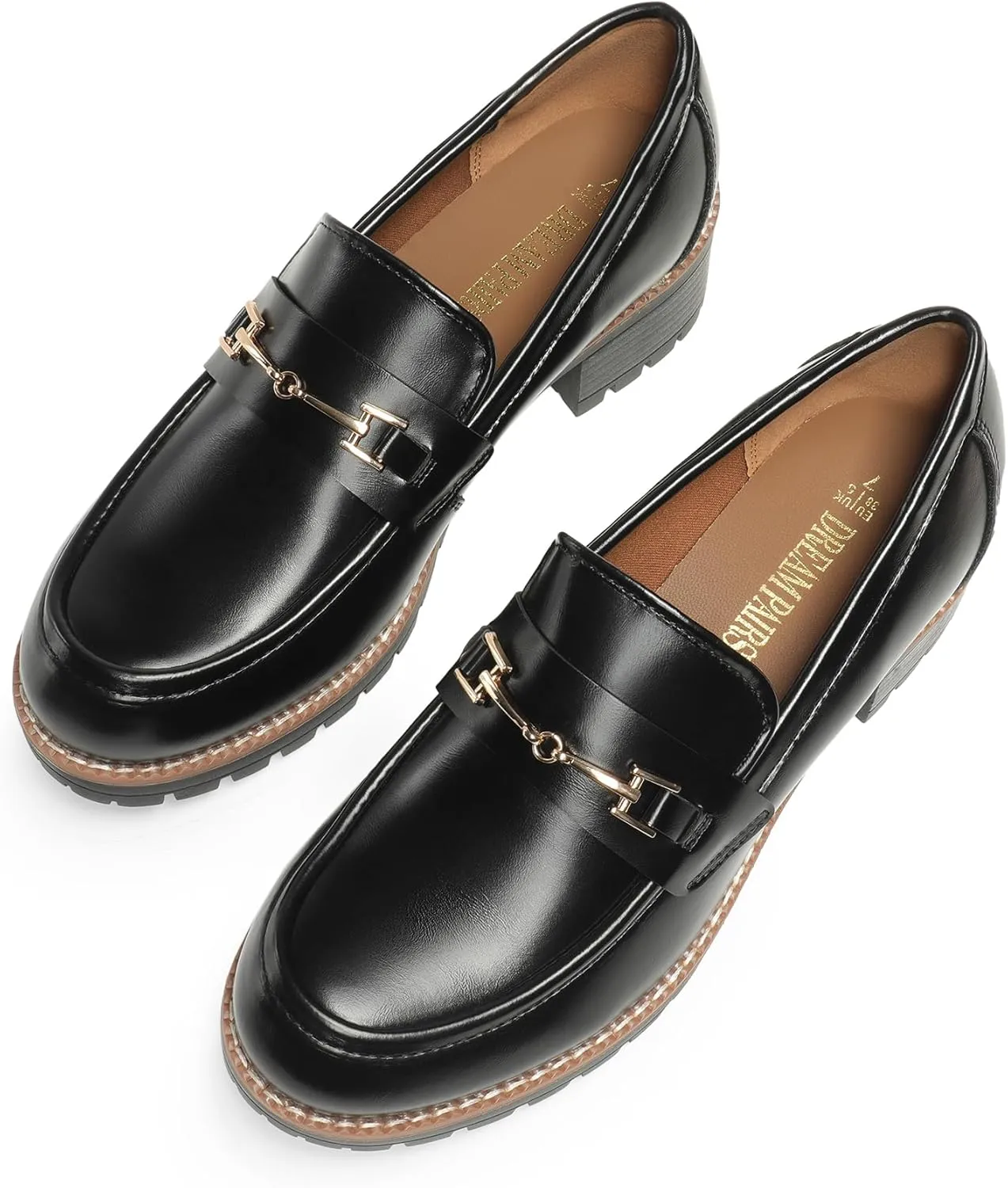 DREAM PAIRS Women's Chunky Loafers, Platform Comfortable Slip-On Dressy Business Casual Shoes