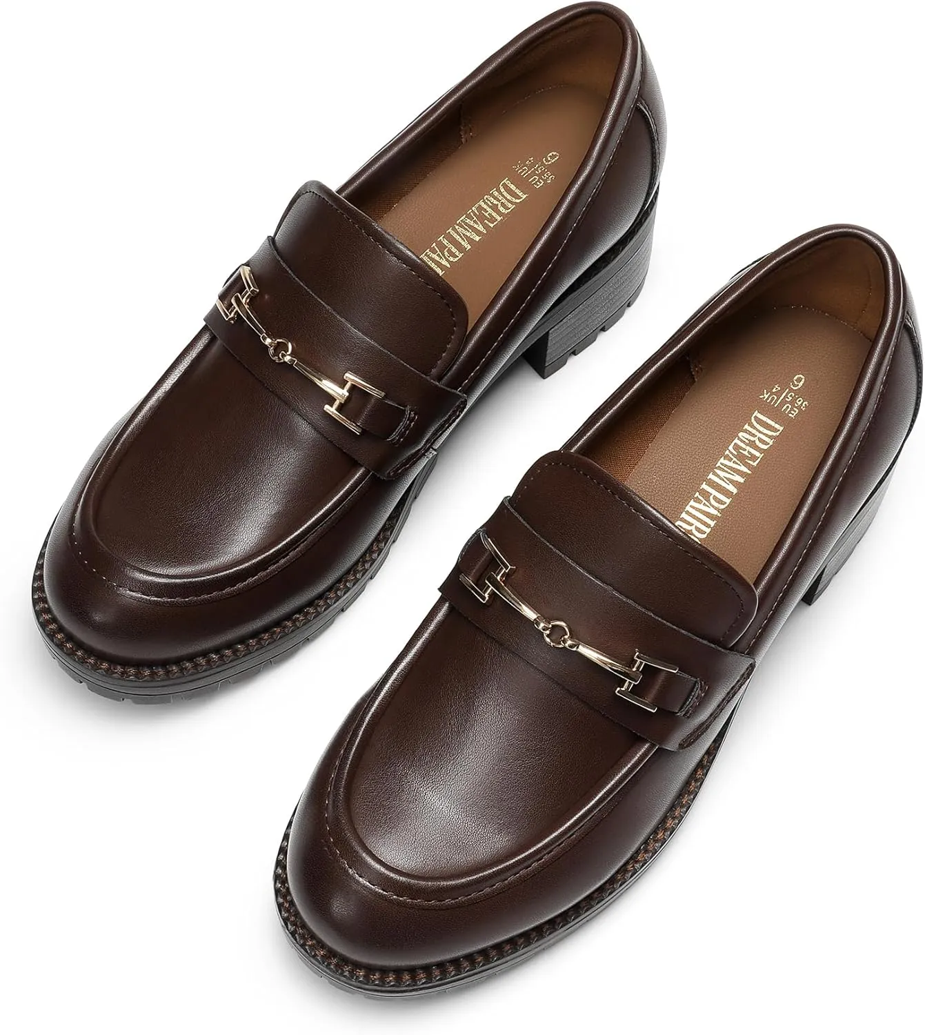 DREAM PAIRS Women's Chunky Loafers, Platform Comfortable Slip-On Dressy Business Casual Shoes