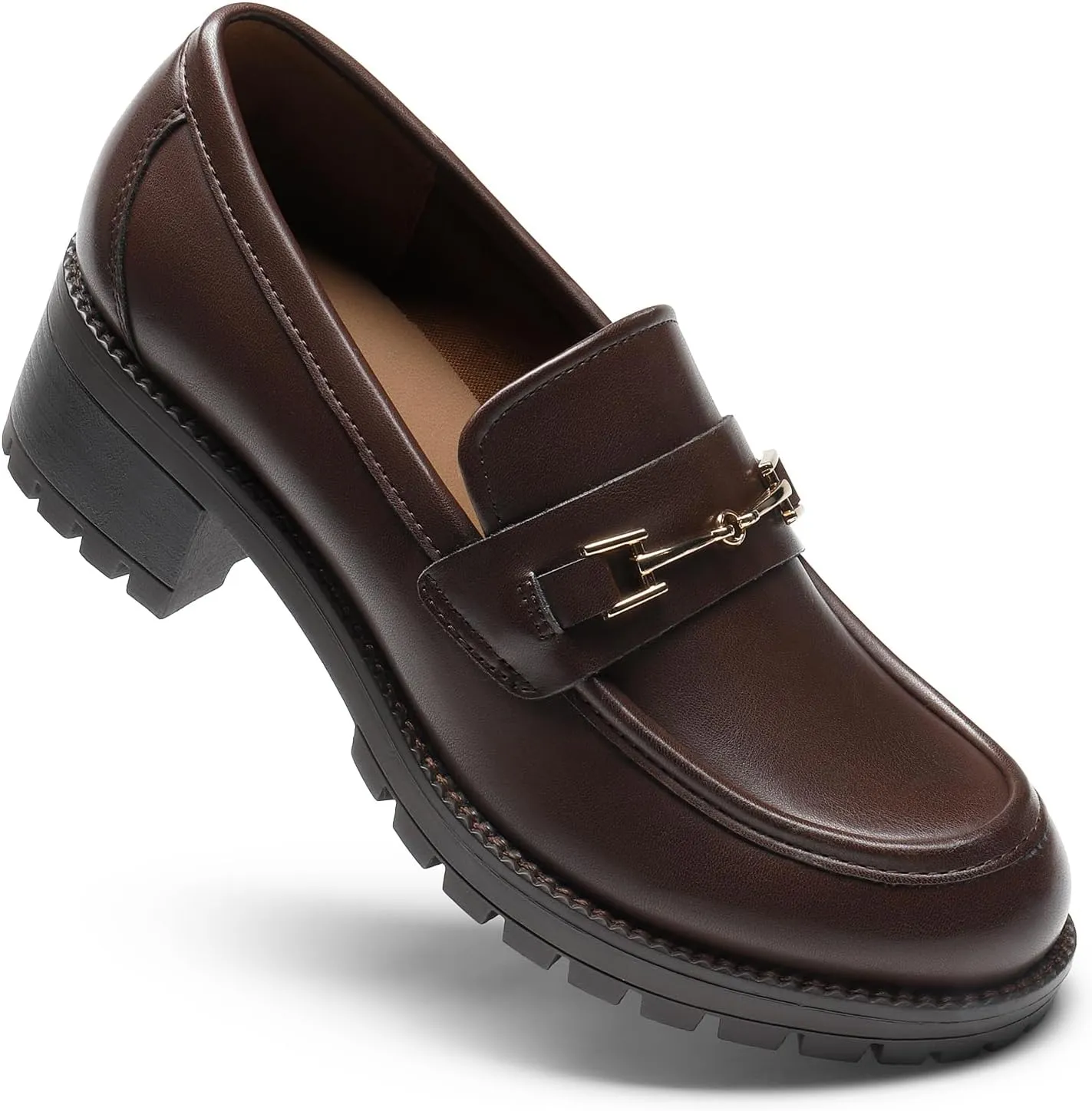DREAM PAIRS Women's Chunky Loafers, Platform Comfortable Slip-On Dressy Business Casual Shoes