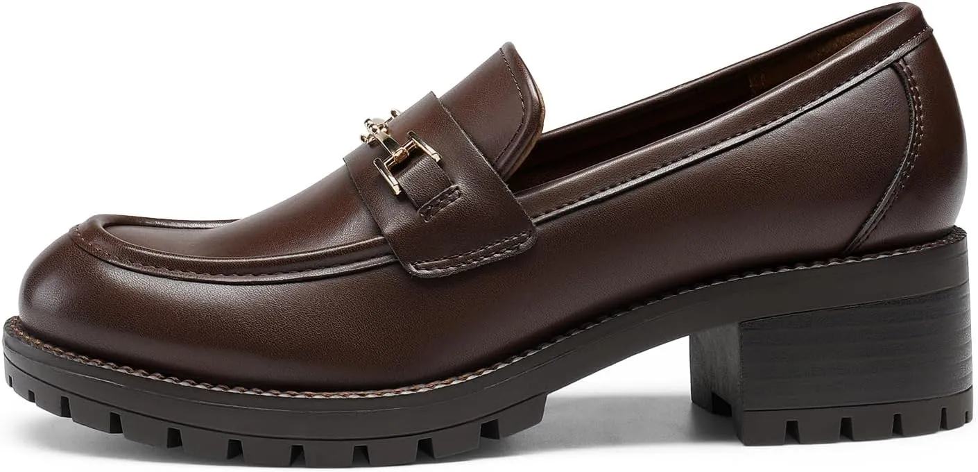 DREAM PAIRS Women's Chunky Loafers, Platform Comfortable Slip-On Dressy Business Casual Shoes