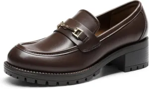 DREAM PAIRS Women's Chunky Loafers, Platform Comfortable Slip-On Dressy Business Casual Shoes