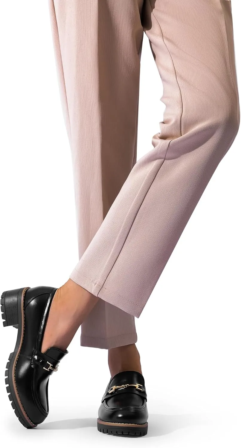 DREAM PAIRS Women's Chunky Loafers, Platform Comfortable Slip-On Dressy Business Casual Shoes
