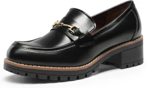 DREAM PAIRS Women's Chunky Loafers, Platform Comfortable Slip-On Dressy Business Casual Shoes