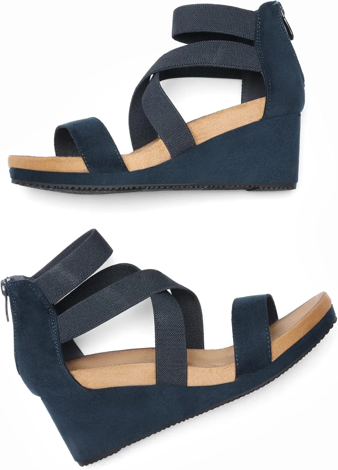 DREAM PAIRS Womens Elastic Ankle Strap Open Toe Platform Wedge Sandals Comfortable Summer Shoes