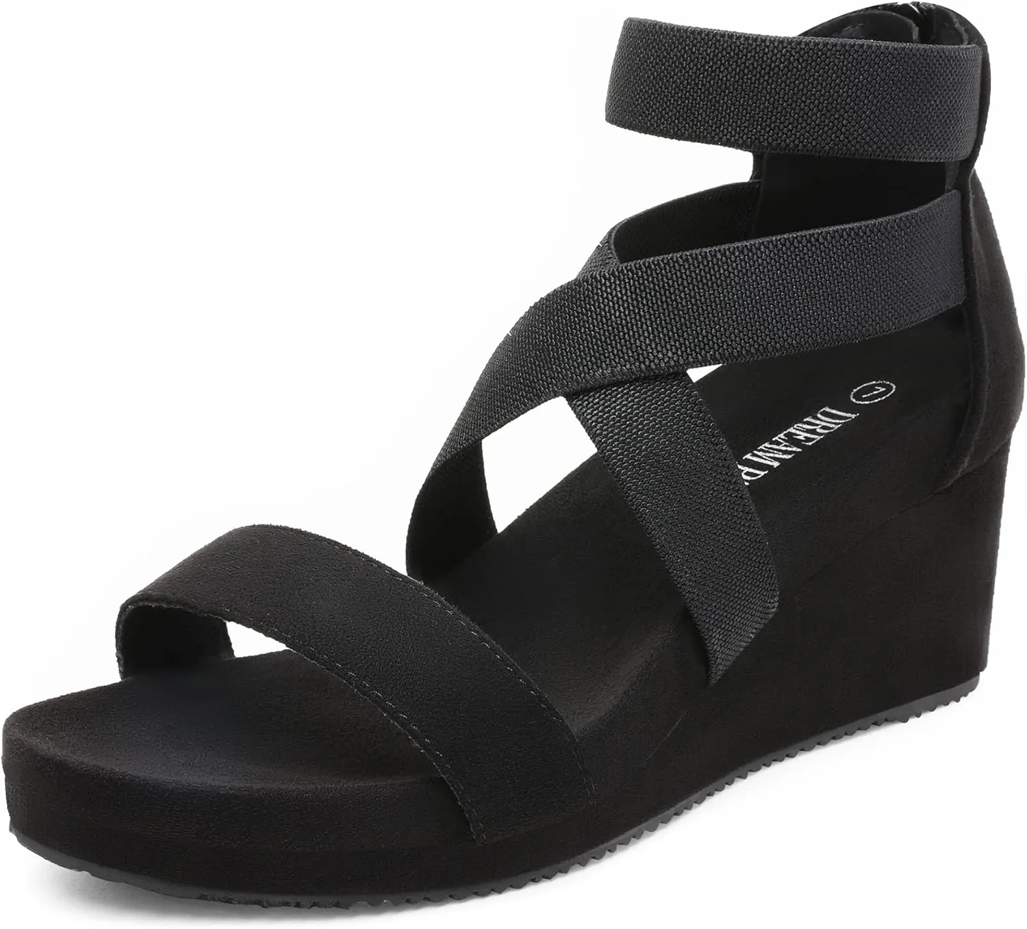 DREAM PAIRS Womens Elastic Ankle Strap Open Toe Platform Wedge Sandals Comfortable Summer Shoes