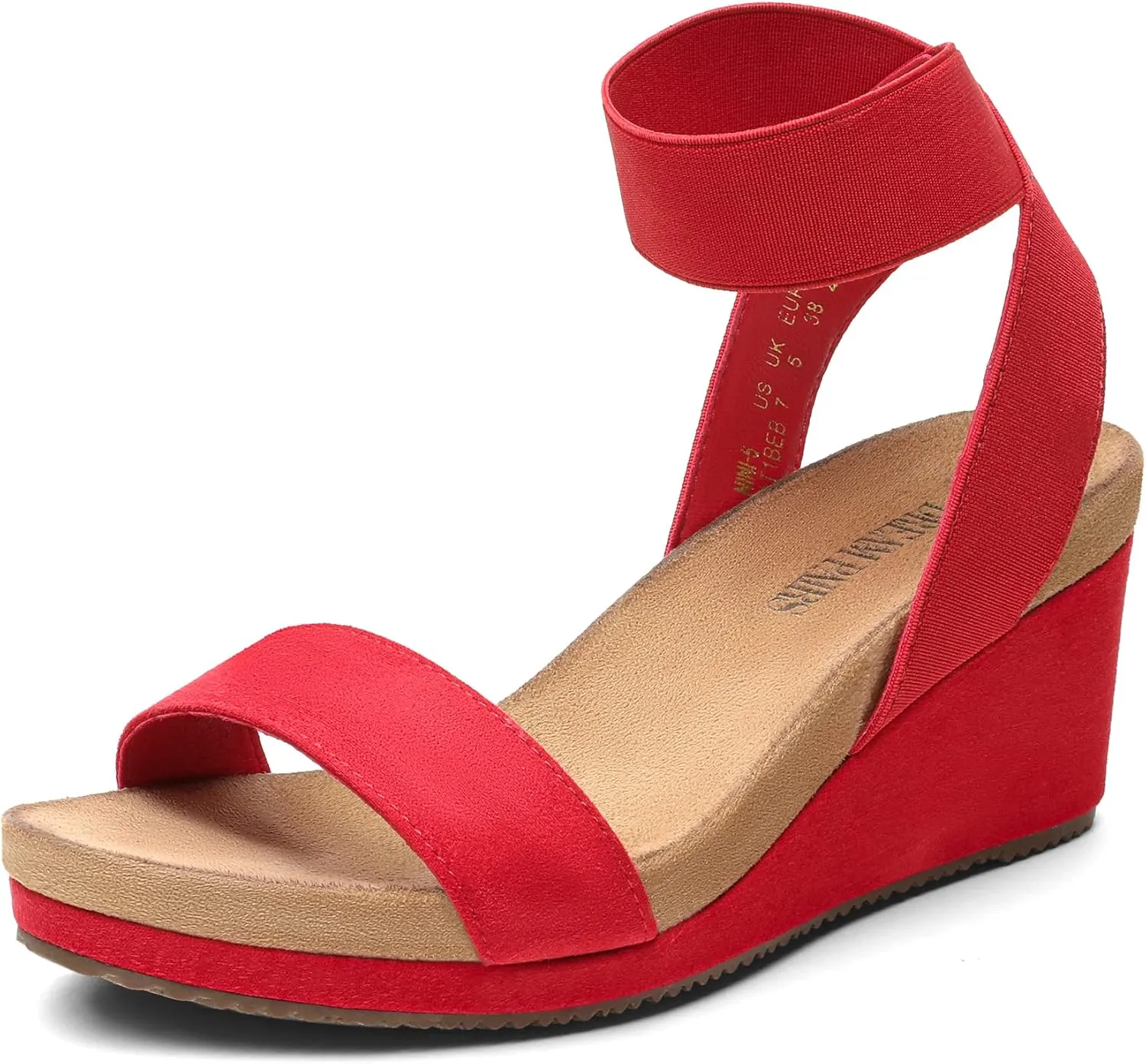 DREAM PAIRS Womens Elastic Ankle Strap Open Toe Platform Wedge Sandals Comfortable Summer Shoes