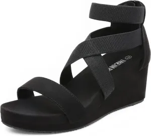 DREAM PAIRS Womens Elastic Ankle Strap Open Toe Platform Wedge Sandals Comfortable Summer Shoes