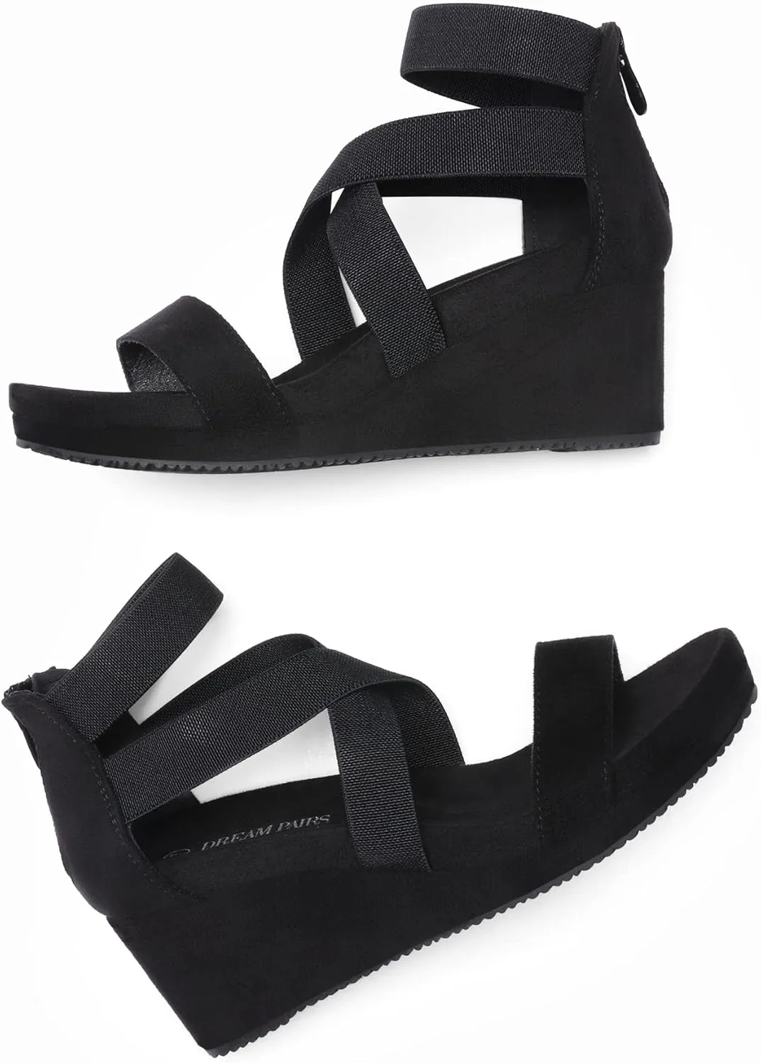 DREAM PAIRS Womens Elastic Ankle Strap Open Toe Platform Wedge Sandals Comfortable Summer Shoes