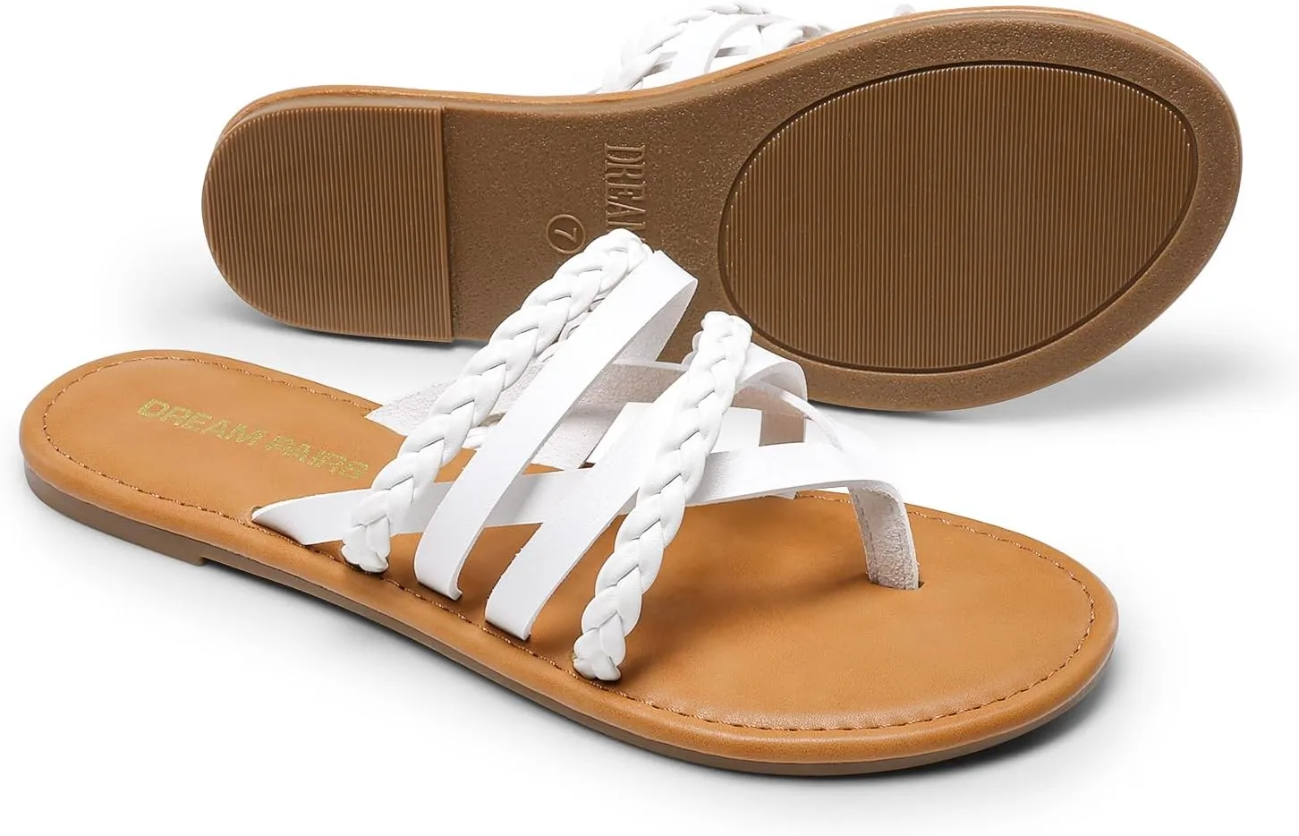 DREAM PAIRS Women's Flip Flops Round Toe Multi Strap lightweight Summer Beach Flat Casual Thong Sandals
