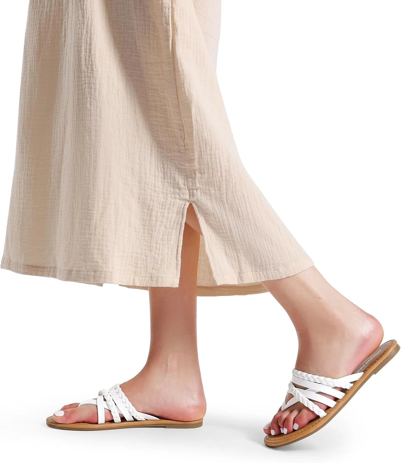 DREAM PAIRS Women's Flip Flops Round Toe Multi Strap lightweight Summer Beach Flat Casual Thong Sandals