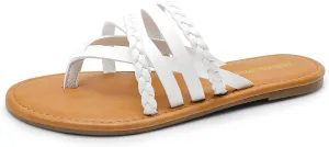 DREAM PAIRS Women's Flip Flops Round Toe Multi Strap lightweight Summer Beach Flat Casual Thong Sandals