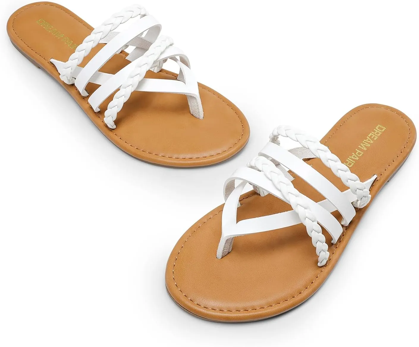 DREAM PAIRS Women's Flip Flops Round Toe Multi Strap lightweight Summer Beach Flat Casual Thong Sandals