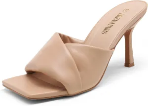 DREAM PAIRS Women’s High Stilettos Heels Mules Open Square Toe Slip On Comfort Sexy Dress Pumps Sandals Evening Party Prom Dance Shoes