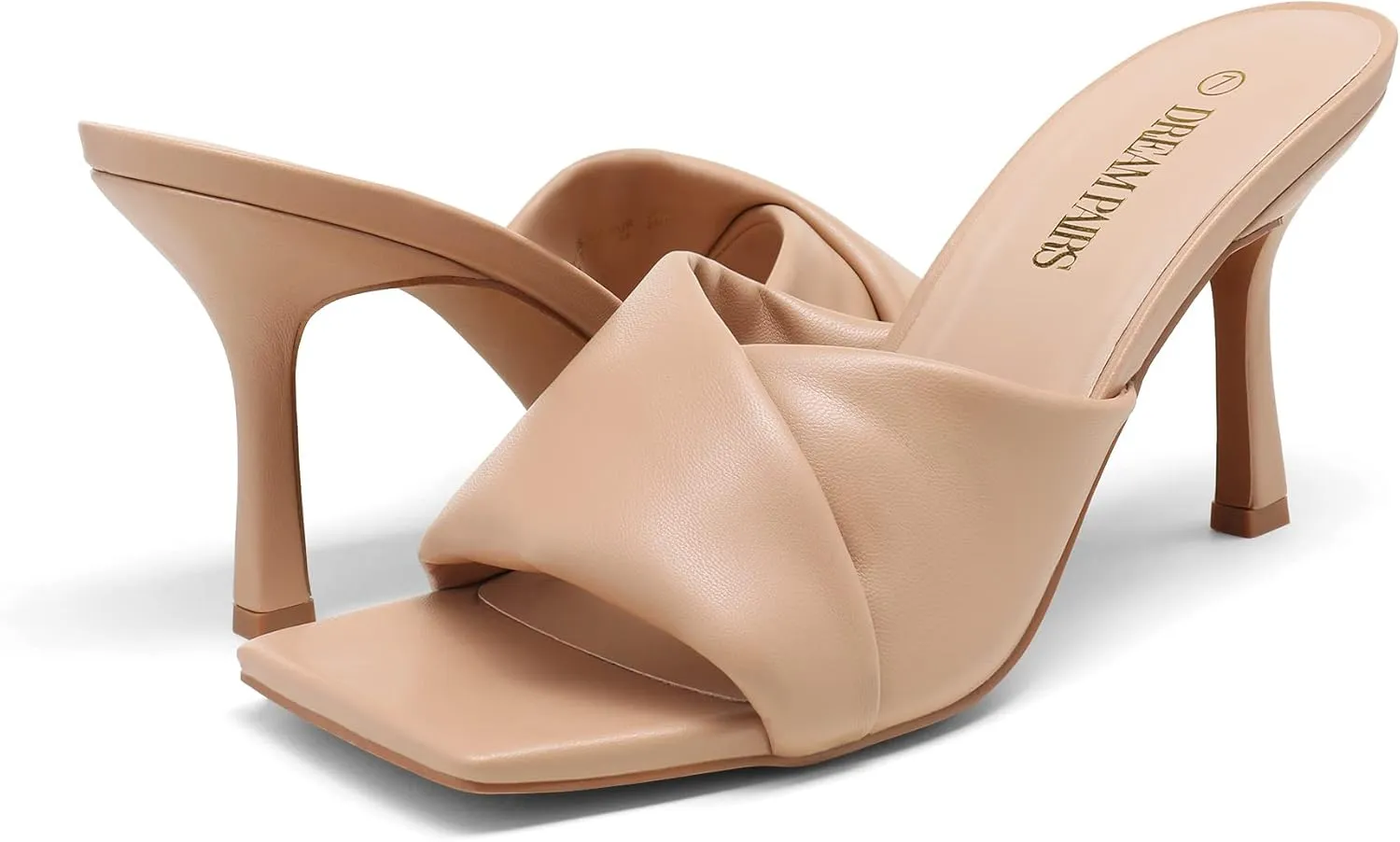 DREAM PAIRS Women’s High Stilettos Heels Mules Open Square Toe Slip On Comfort Sexy Dress Pumps Sandals Evening Party Prom Dance Shoes
