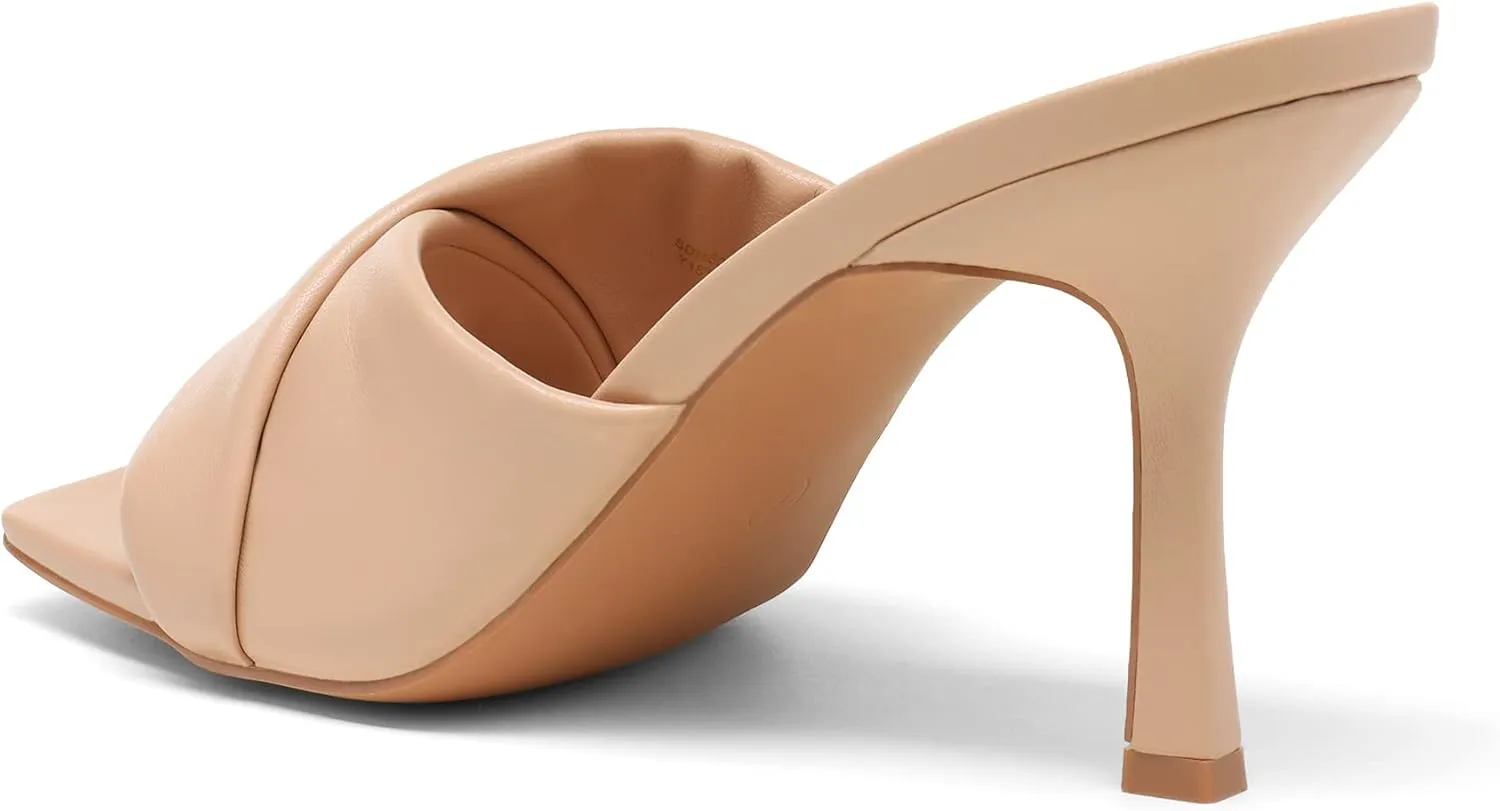 DREAM PAIRS Women’s High Stilettos Heels Mules Open Square Toe Slip On Comfort Sexy Dress Pumps Sandals Evening Party Prom Dance Shoes