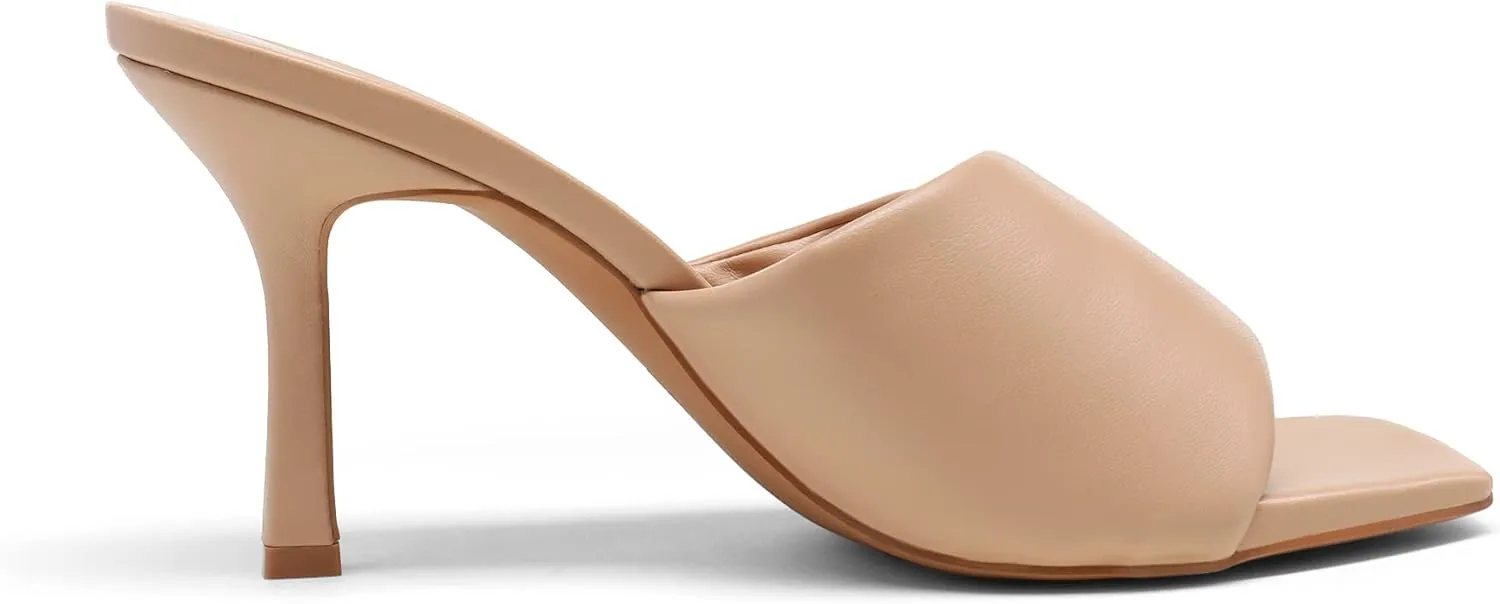 DREAM PAIRS Women’s High Stilettos Heels Mules Open Square Toe Slip On Comfort Sexy Dress Pumps Sandals Evening Party Prom Dance Shoes