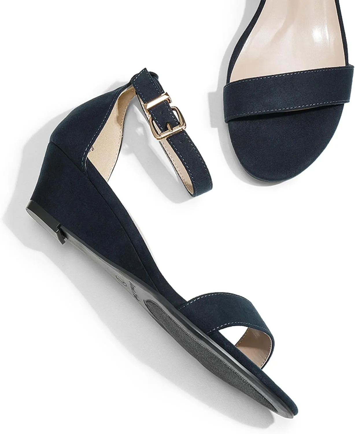 DREAM PAIRS Women's Ingrid Ankle Strap Low Wedge Sandal