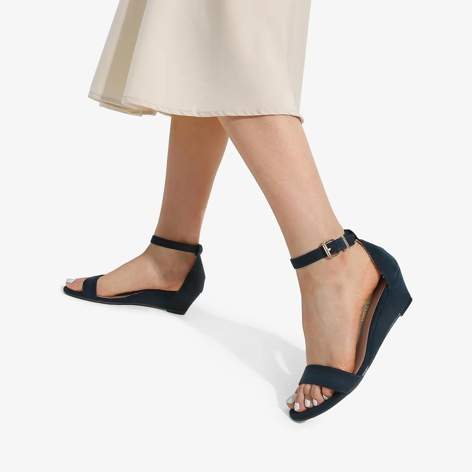DREAM PAIRS Women's Ingrid Ankle Strap Low Wedge Sandal