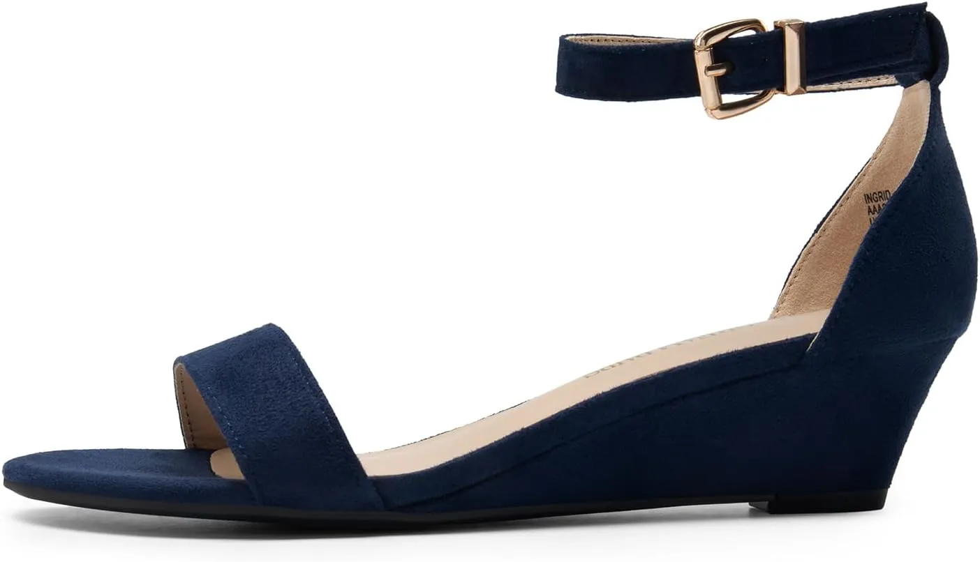 DREAM PAIRS Women's Ingrid Ankle Strap Low Wedge Sandal