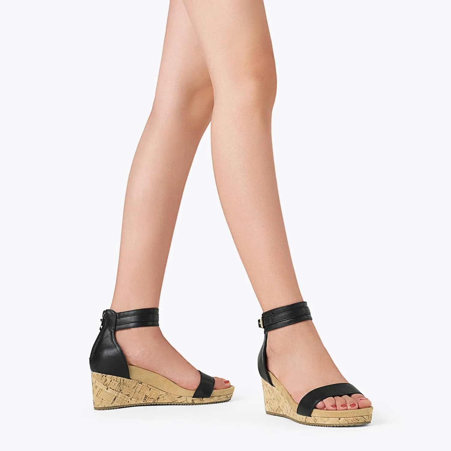 DREAM PAIRS Women's Open Toe Buckle Ankle Strap Platform Wedge Sandals Summer Shoes.