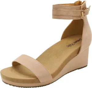 DREAM PAIRS Women's Open Toe Buckle Ankle Strap Platform Wedge Sandals Summer Shoes.