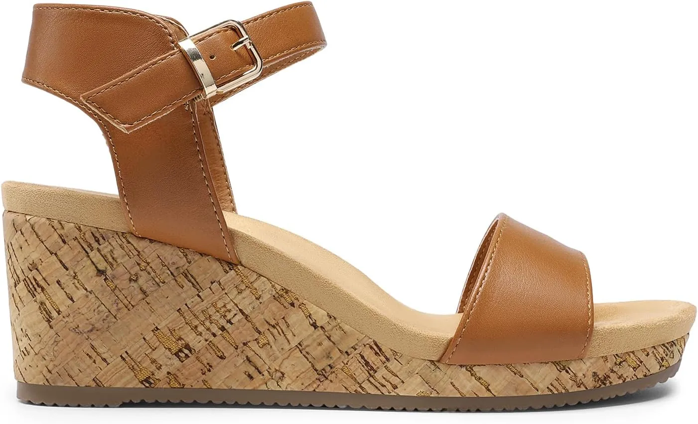 DREAM PAIRS Women's Open Toe Buckle Ankle Strap Platform Wedge Sandals