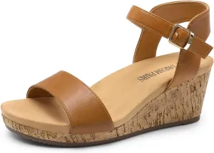 DREAM PAIRS Women's Open Toe Buckle Ankle Strap Platform Wedge Sandals