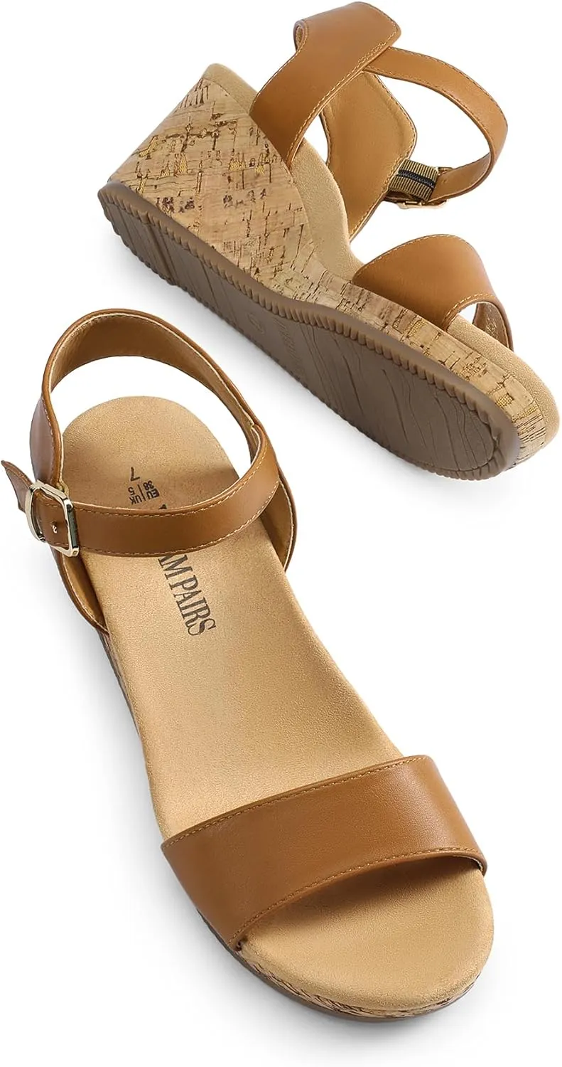DREAM PAIRS Women's Open Toe Buckle Ankle Strap Platform Wedge Sandals