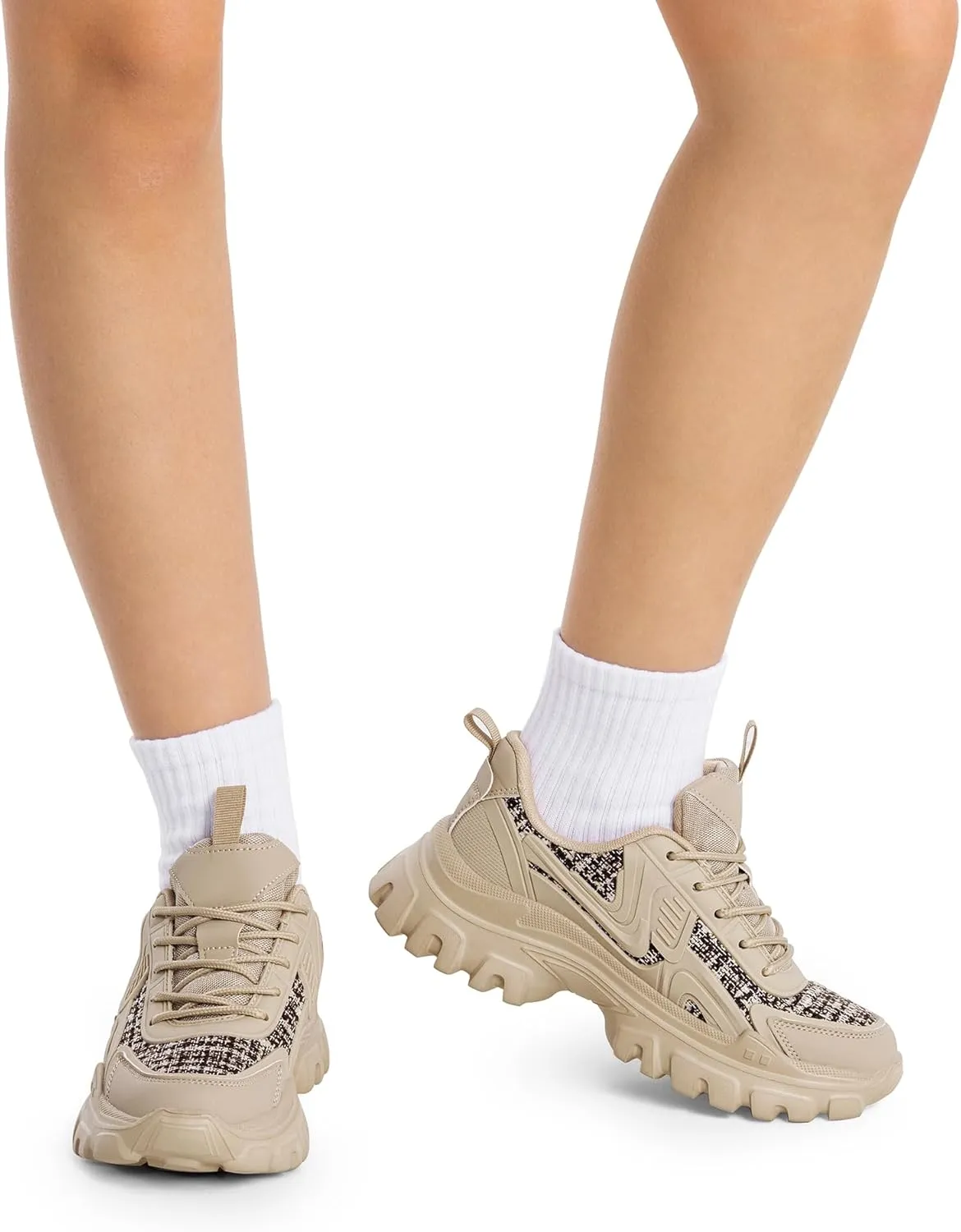 DREAM PAIRS Women's Platform Chunky Fashion Sneakers Y2K Maeve Lace-Up Comfortable Sneakers Casual Walking Shoes