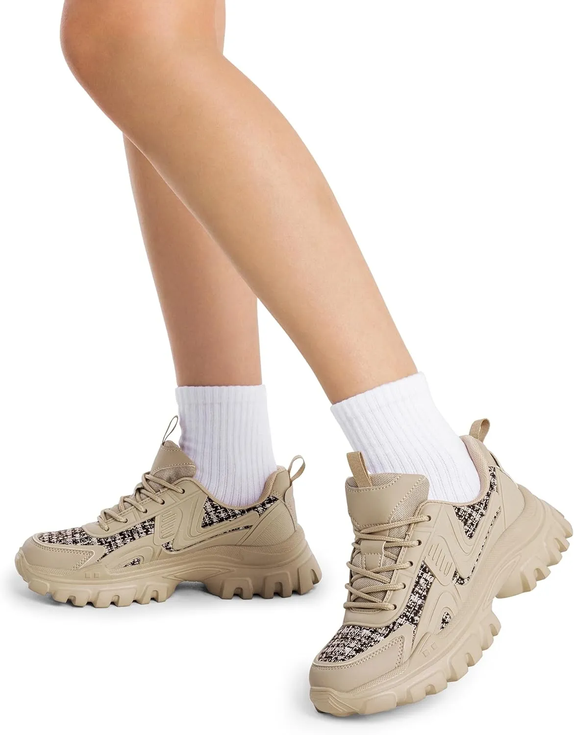 DREAM PAIRS Women's Platform Chunky Fashion Sneakers Y2K Maeve Lace-Up Comfortable Sneakers Casual Walking Shoes