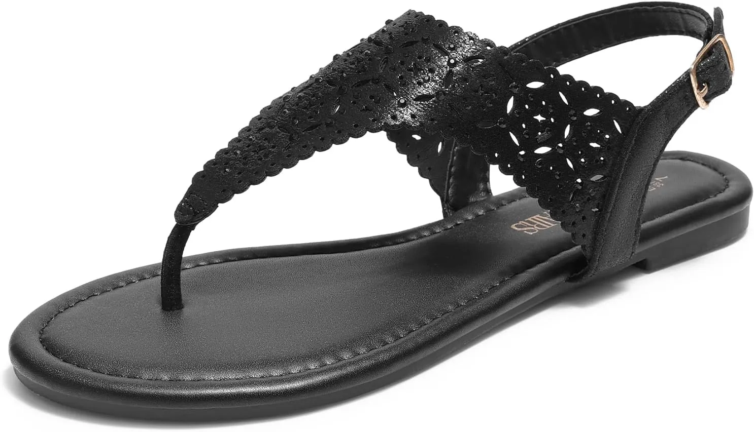 DREAM PAIRS Women's Rhinestone Casual Wear Cute Gladiator Flat Sandals Beach Dressy T-Strap Thong Sandals