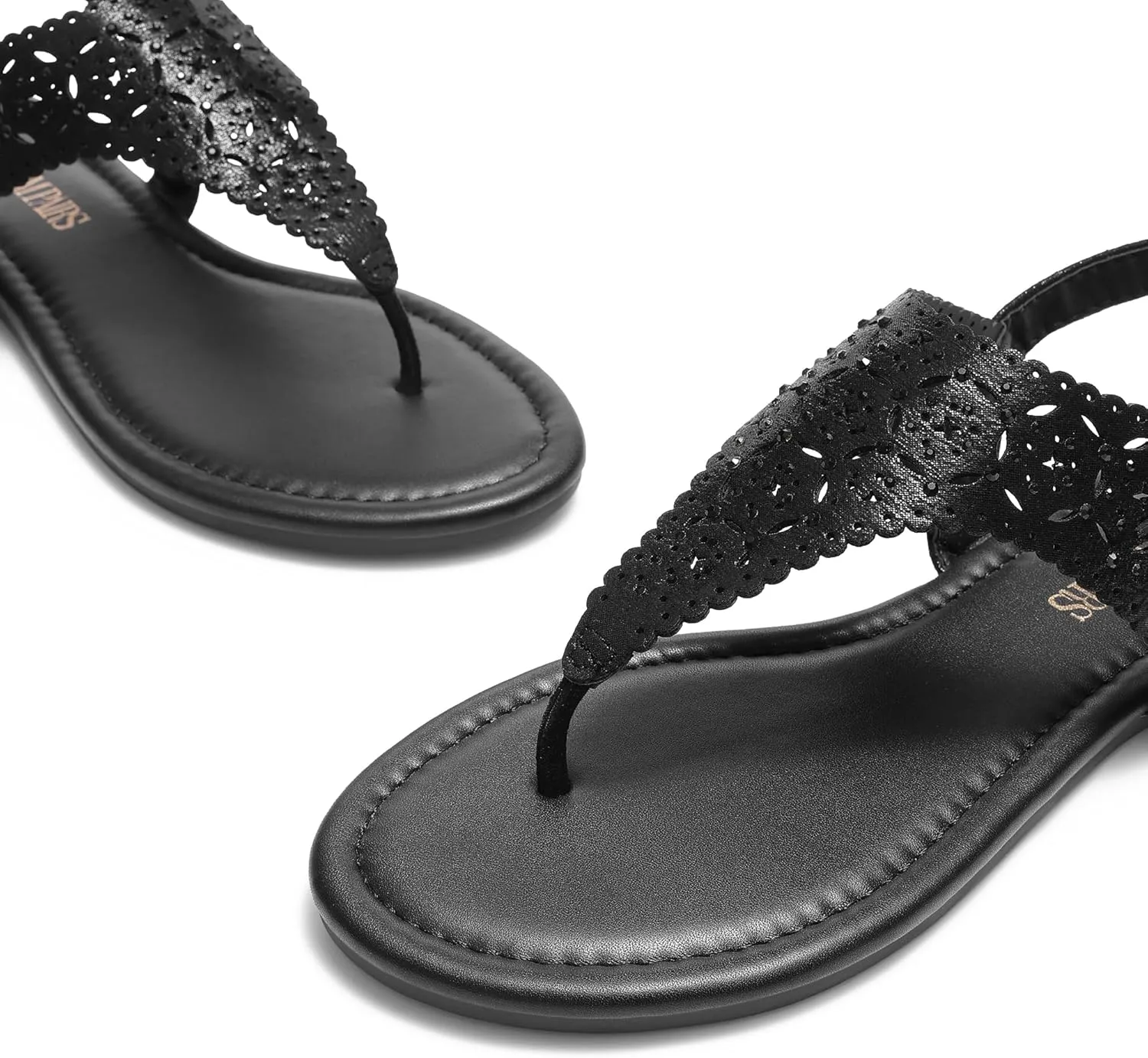 DREAM PAIRS Women's Rhinestone Casual Wear Cute Gladiator Flat Sandals Beach Dressy T-Strap Thong Sandals