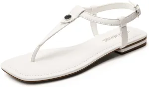 DREAM PAIRS Women's T-Strap Thong Flat Sandals with Cute Square Toe Strappy for Summer