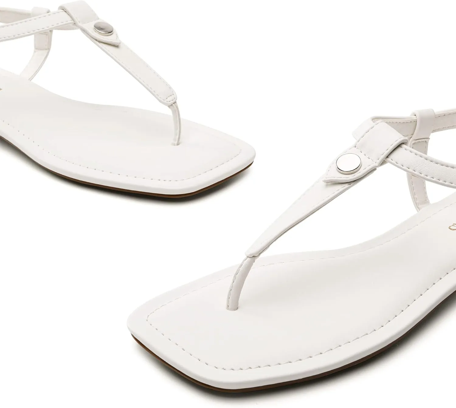 DREAM PAIRS Women's T-Strap Thong Flat Sandals with Cute Square Toe Strappy for Summer