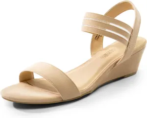 DREAM PAIRS Womens Wedge Sandals Low Heel, Slip On Ankle Strap Business Casual Dress Shoes for Women