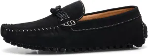 Easy to Put and Remove Shoes Smoking Loafer for Men Suede Vamp Round Toe Breathable Stitching Details Rope Tie Flat Heel Soft Resistant Flexible Comfortable Walking Slip On for All Occasions