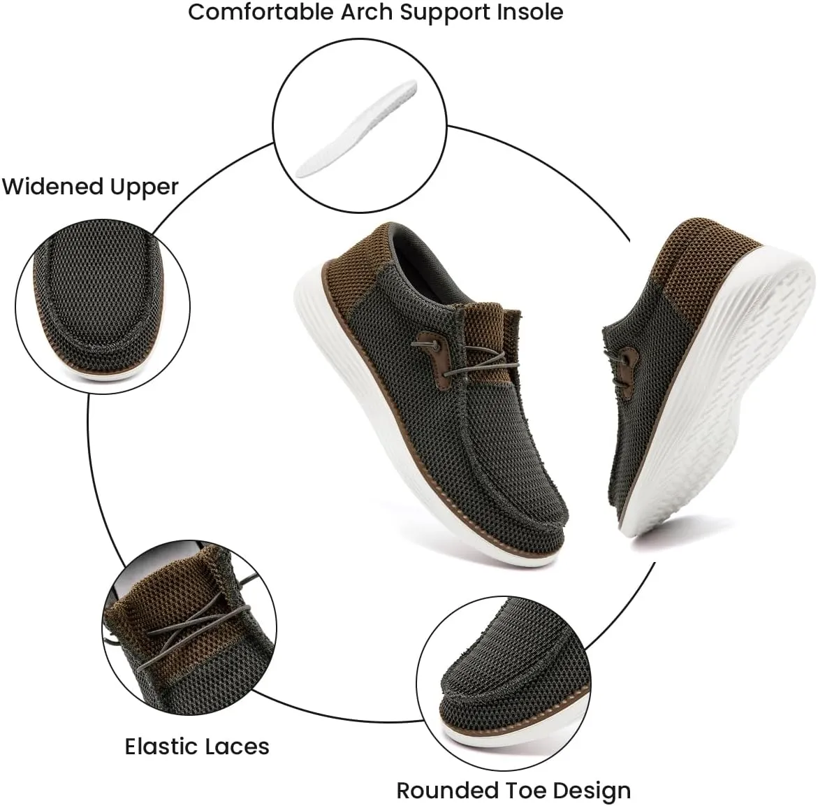 EGMPDA Mens Slip on Loafers Boat Shoes Non Slip Walking Sports Shoes Driving Shoes Casual Office Shoes Gym Lightweight Comfortable Shoes