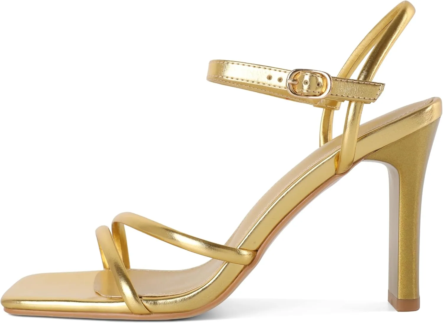 Esvowido Women Strappy Heels Sandals Square Open Toe Chunky 3.74" High Heels Sandals Ankle Strap Mules Block Sandals Comfort Dress Wedding Shoes