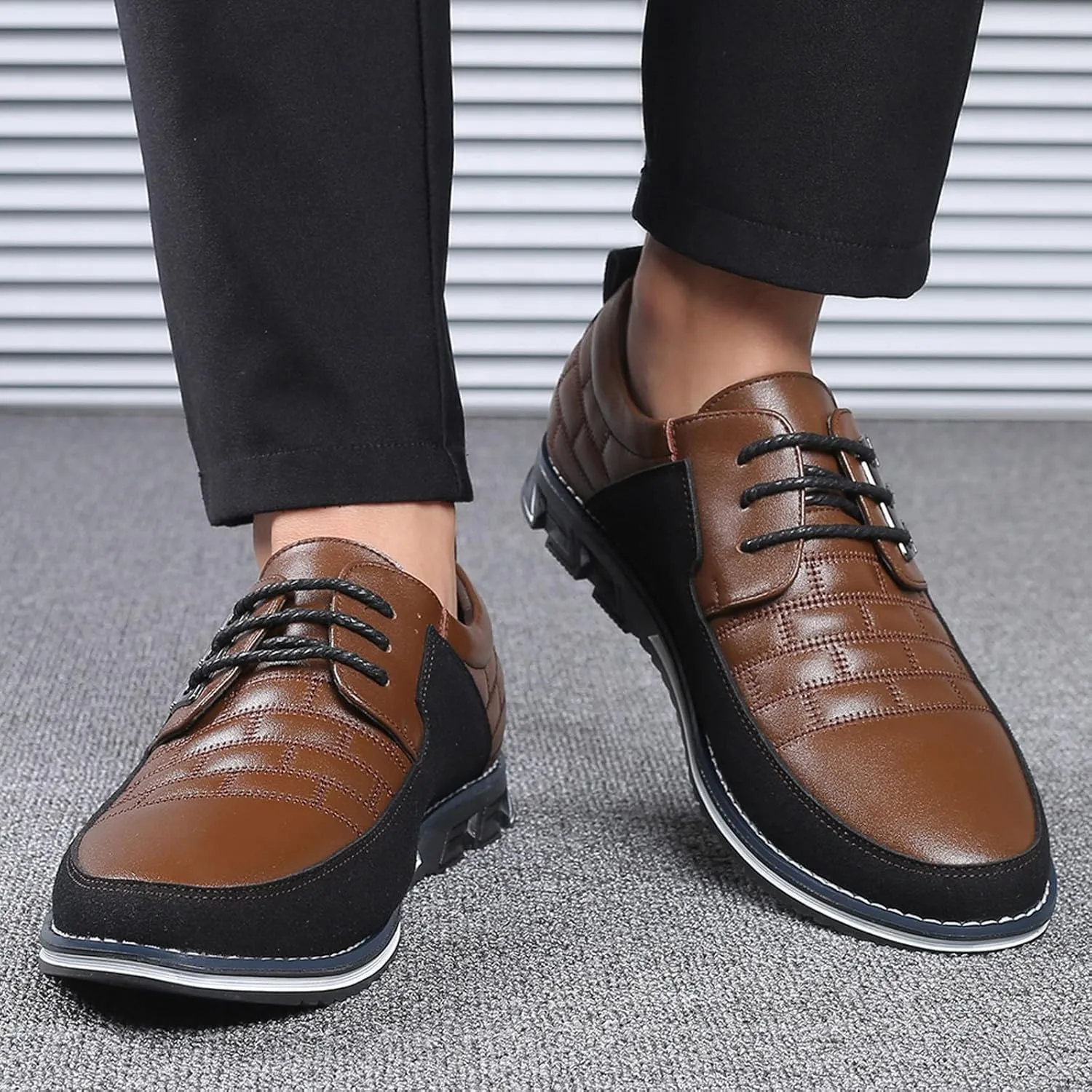 Fashion Style Men's Breathable Comfortable Business Lace Up Leisure Solid Color Leather Shoes All Shoes for Men