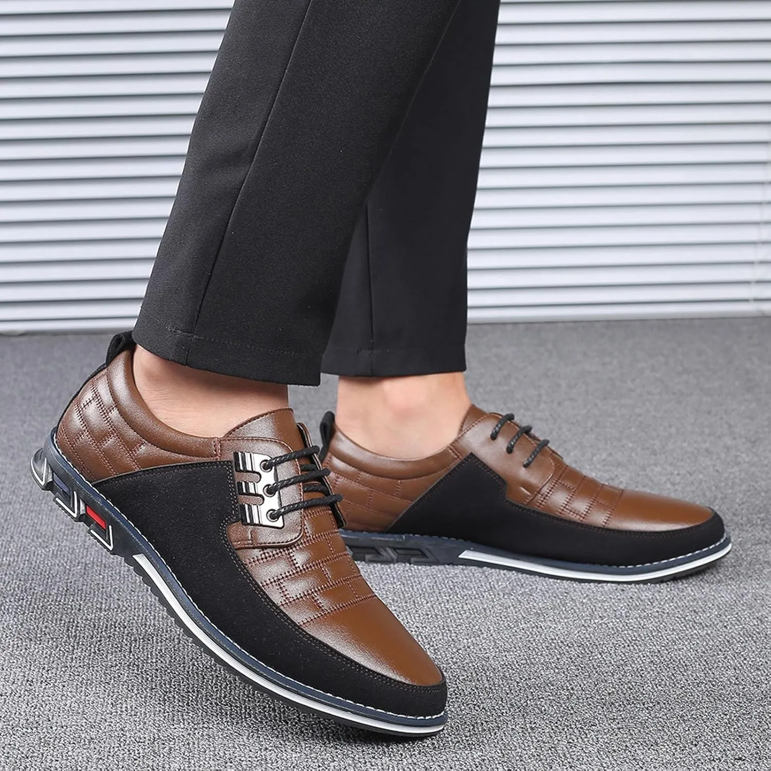Fashion Style Men's Breathable Comfortable Business Lace Up Leisure Solid Color Leather Shoes All Shoes for Men