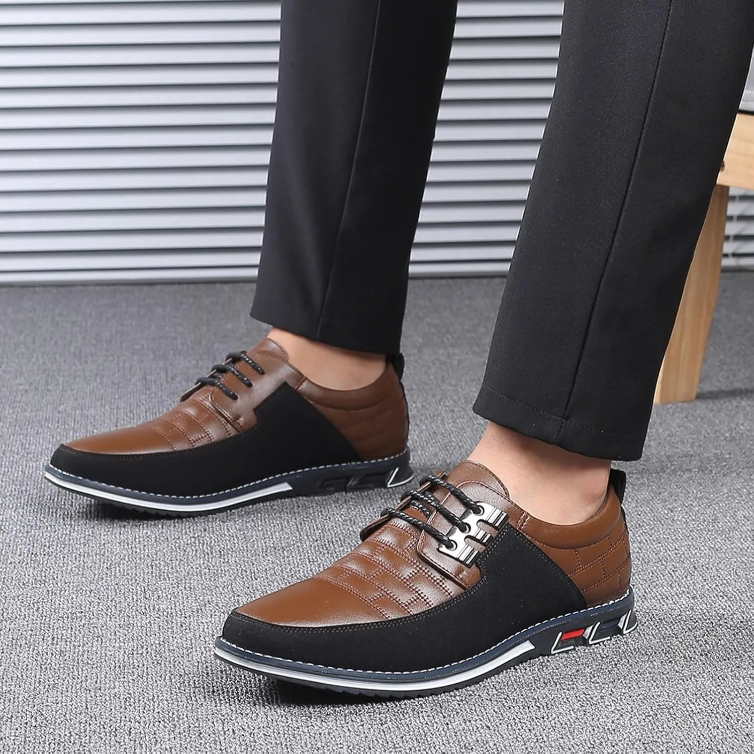 Fashion Style Men's Breathable Comfortable Business Lace Up Leisure Solid Color Leather Shoes All Shoes for Men