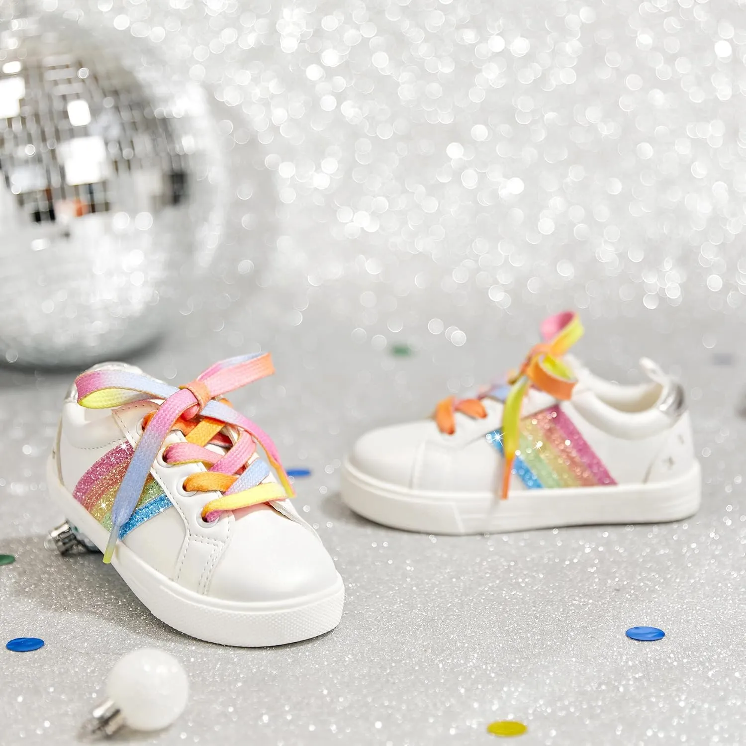 Felix & Flora Toddler/Little Kid Girls Running Shoes Sports Sneakers Princess Casual Glitter Shoes.
