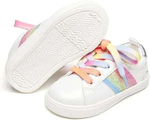 Felix & Flora Toddler/Little Kid Girls Running Shoes Sports Sneakers Princess Casual Glitter Shoes.