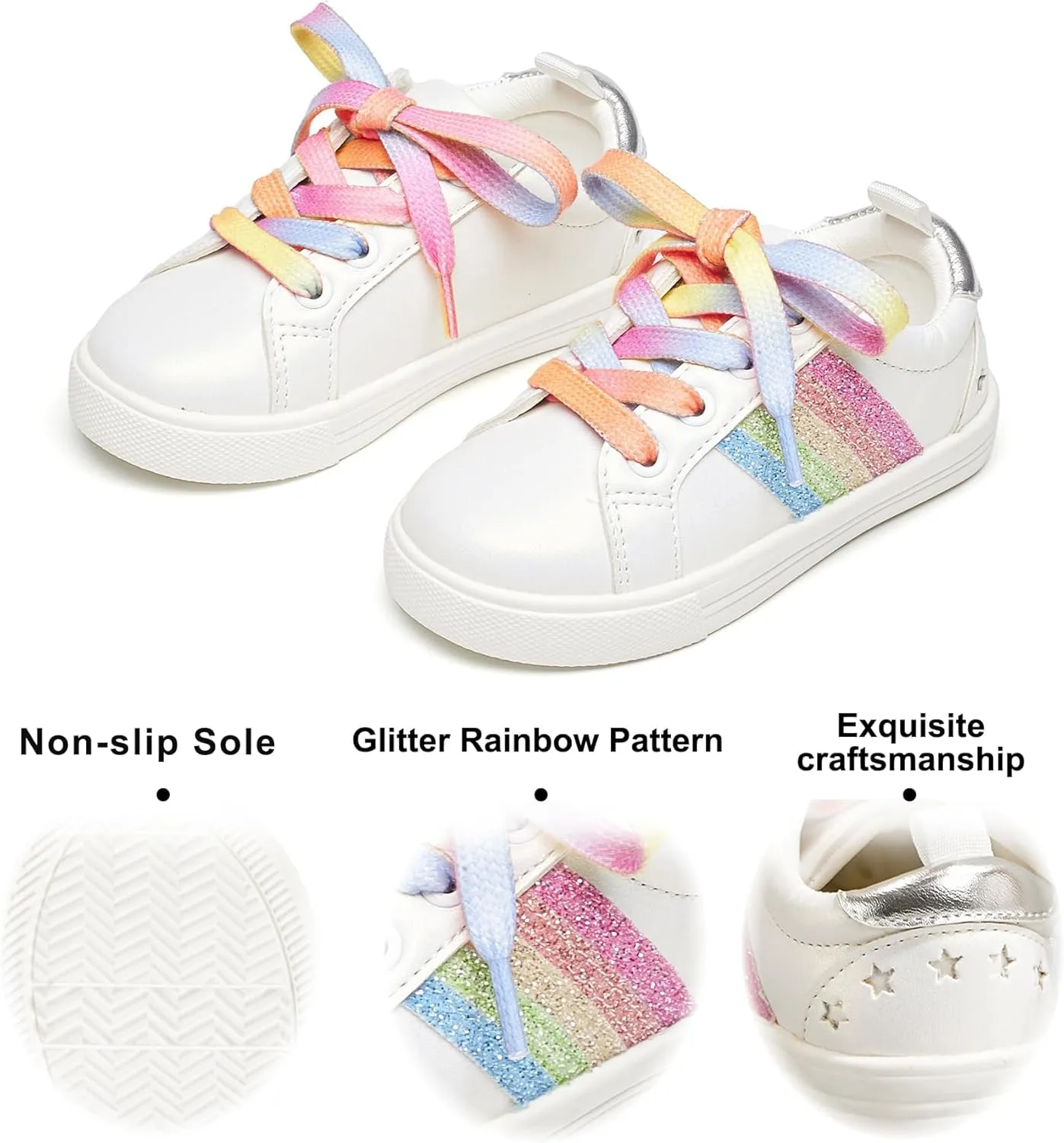 Felix & Flora Toddler/Little Kid Girls Running Shoes Sports Sneakers Princess Casual Glitter Shoes.