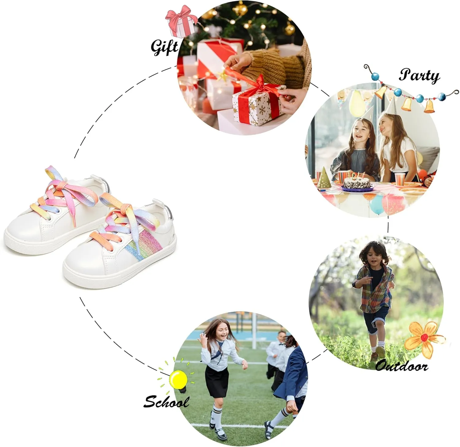 Felix & Flora Toddler/Little Kid Girls Running Shoes Sports Sneakers Princess Casual Glitter Shoes.