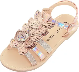 FLYFUPPY Girls Sandals Cute Open Toe Summer Flat Sandals Dress Shoes for Little/Big Kids