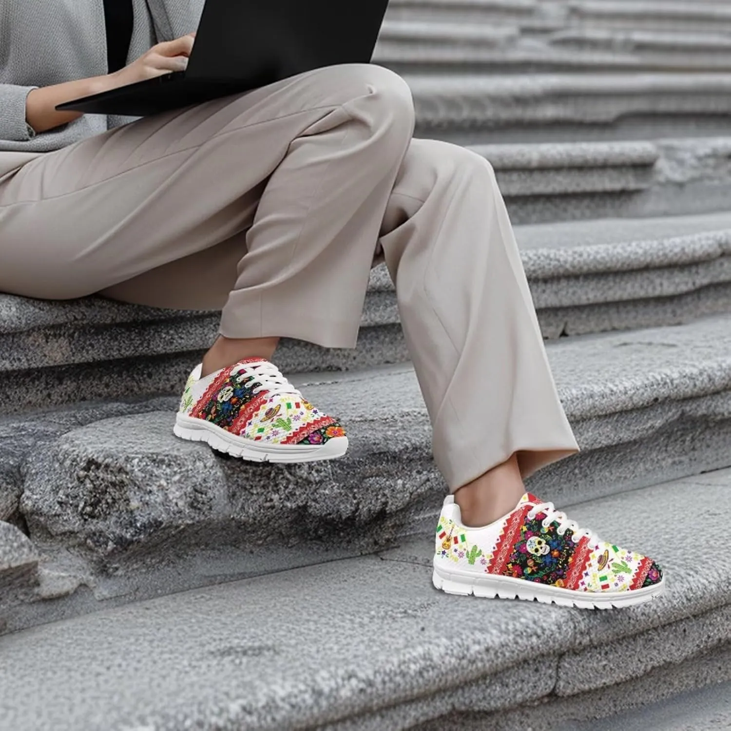 Forchrinse Mexico Splash Ink Sneakers Unisex National Walking Tennis Shoes for Women Men Festival Sneakers Lightweight